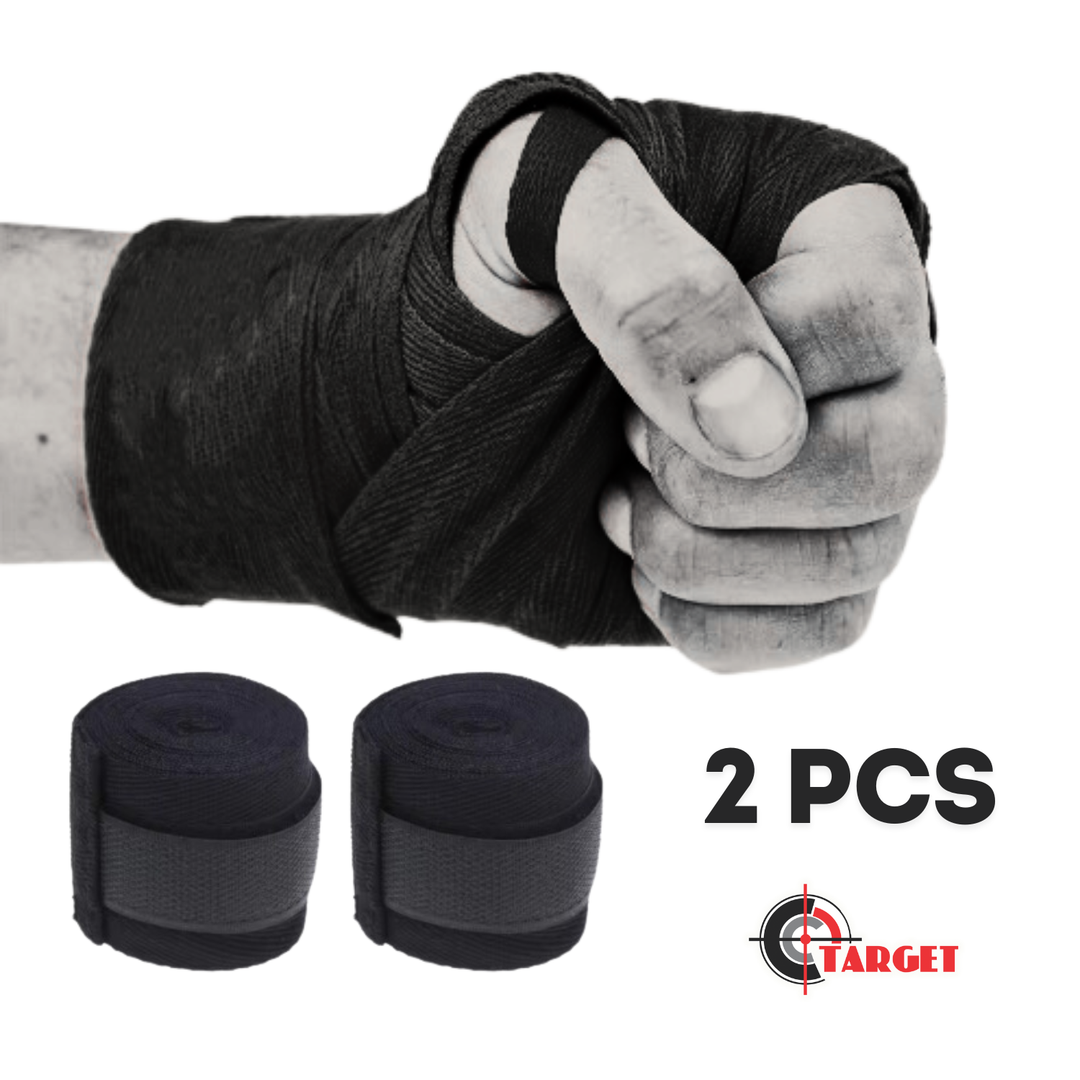 Sports Bandage 2.5m Black Cotton 2Pcs