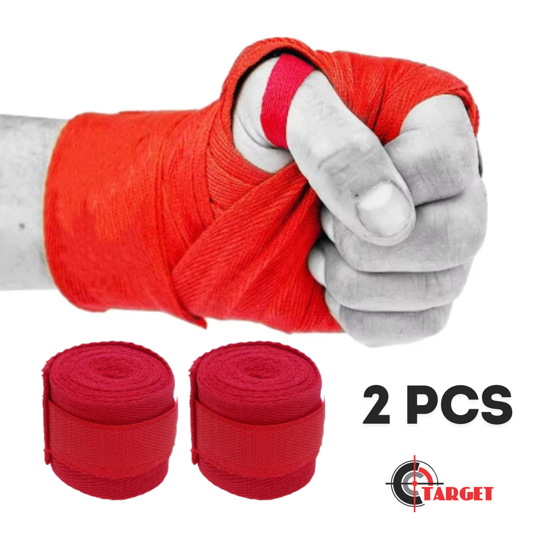 Sports Bandage 2.5m Red Cotton 2Pcs