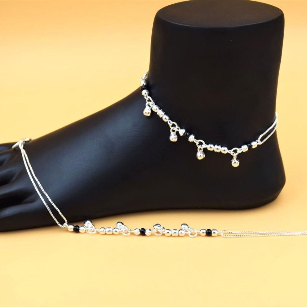 Silver aurora shimmer anklets for women