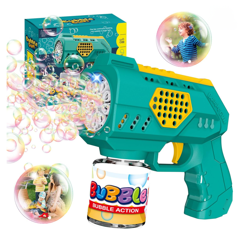 Pistolet à bulles pour tout-petits, pistolet à bulles automatique avec lumière LED pour enfants