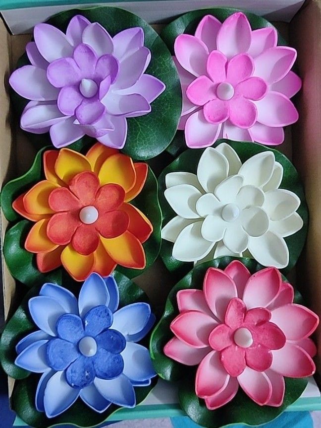 Imported Quality Lotus Flower Floating water sensor Candle (6 set ) -1Box