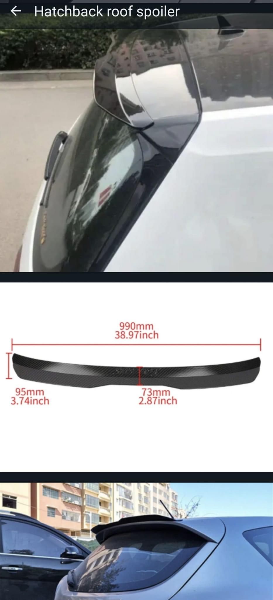 Car Roof Spoiler Top Center Wing Trunk Spoiler Rear Wing of Hatchback