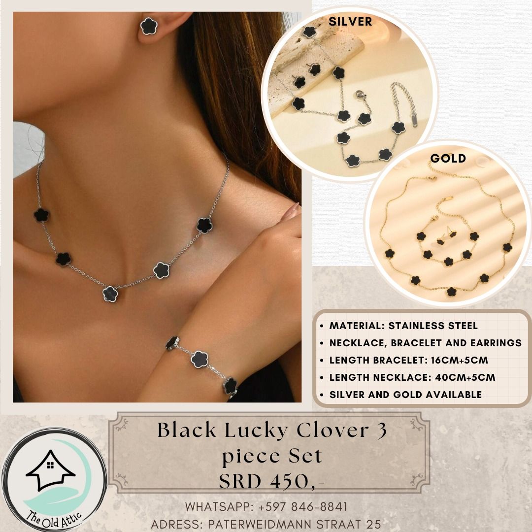 Black Lucky Clover 3 Pc Set