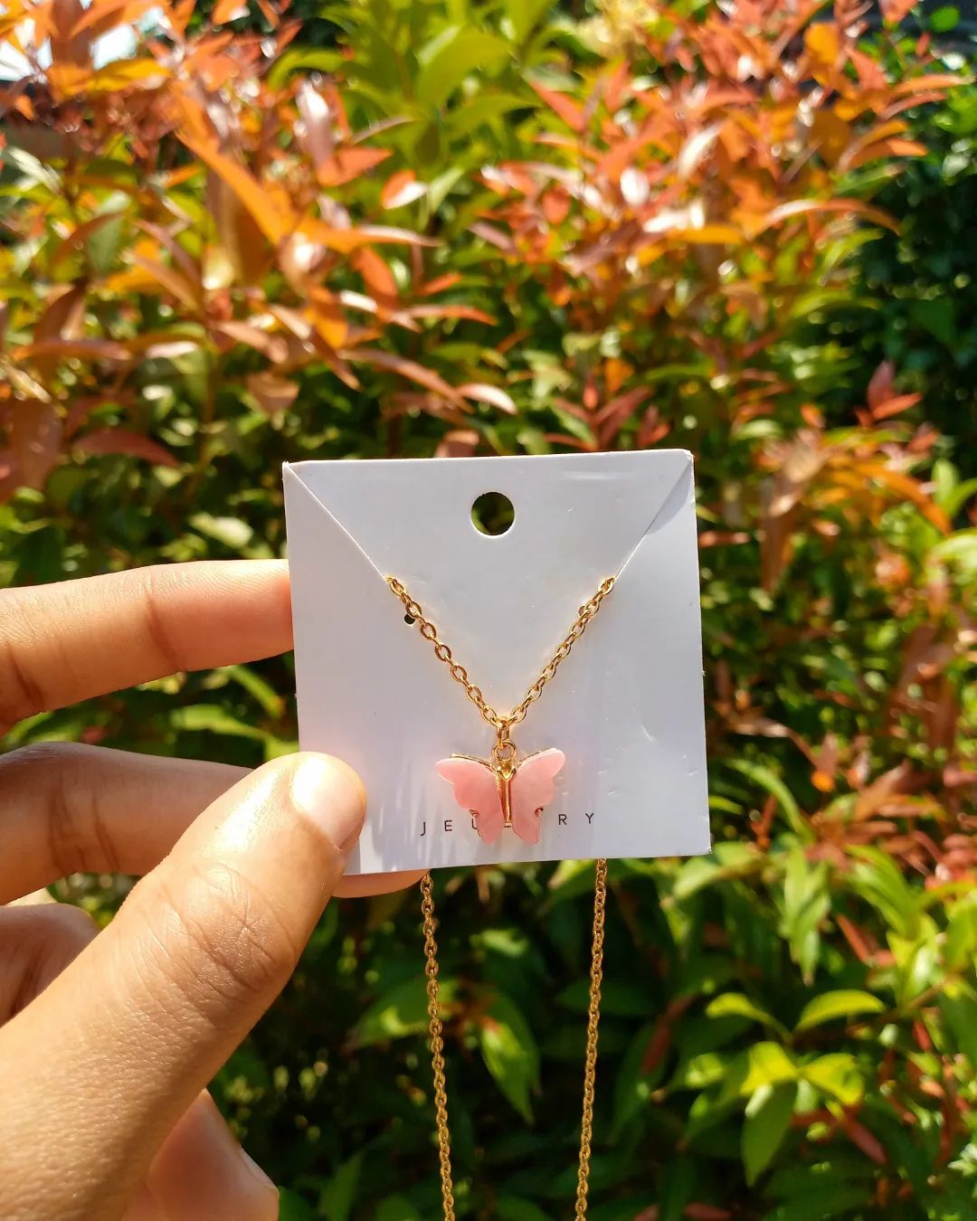 Nova butterfly necklace in pink (handmade)