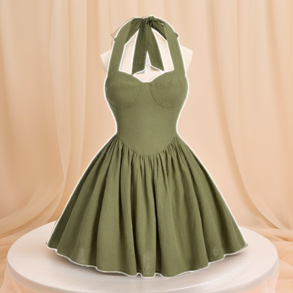 Green Halter Neck Dress