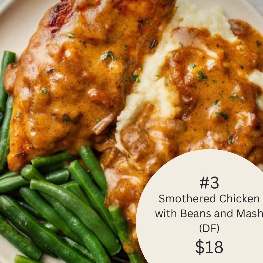 Smothered Chicken and Beans on Mash (DF)