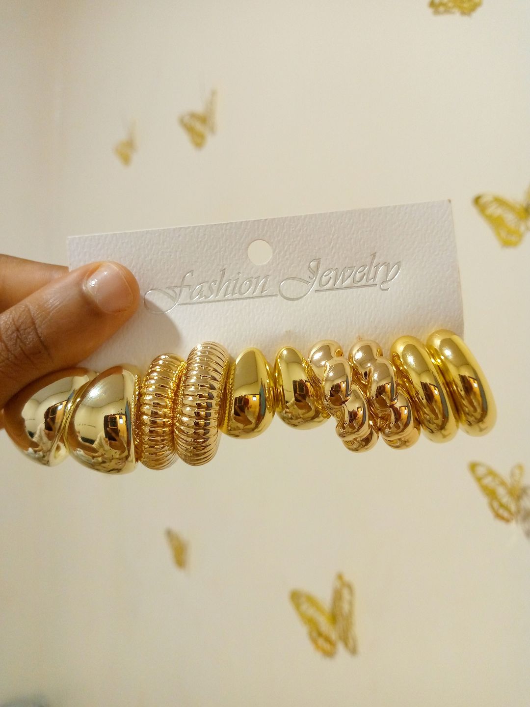 Chunky gold earring set of 5