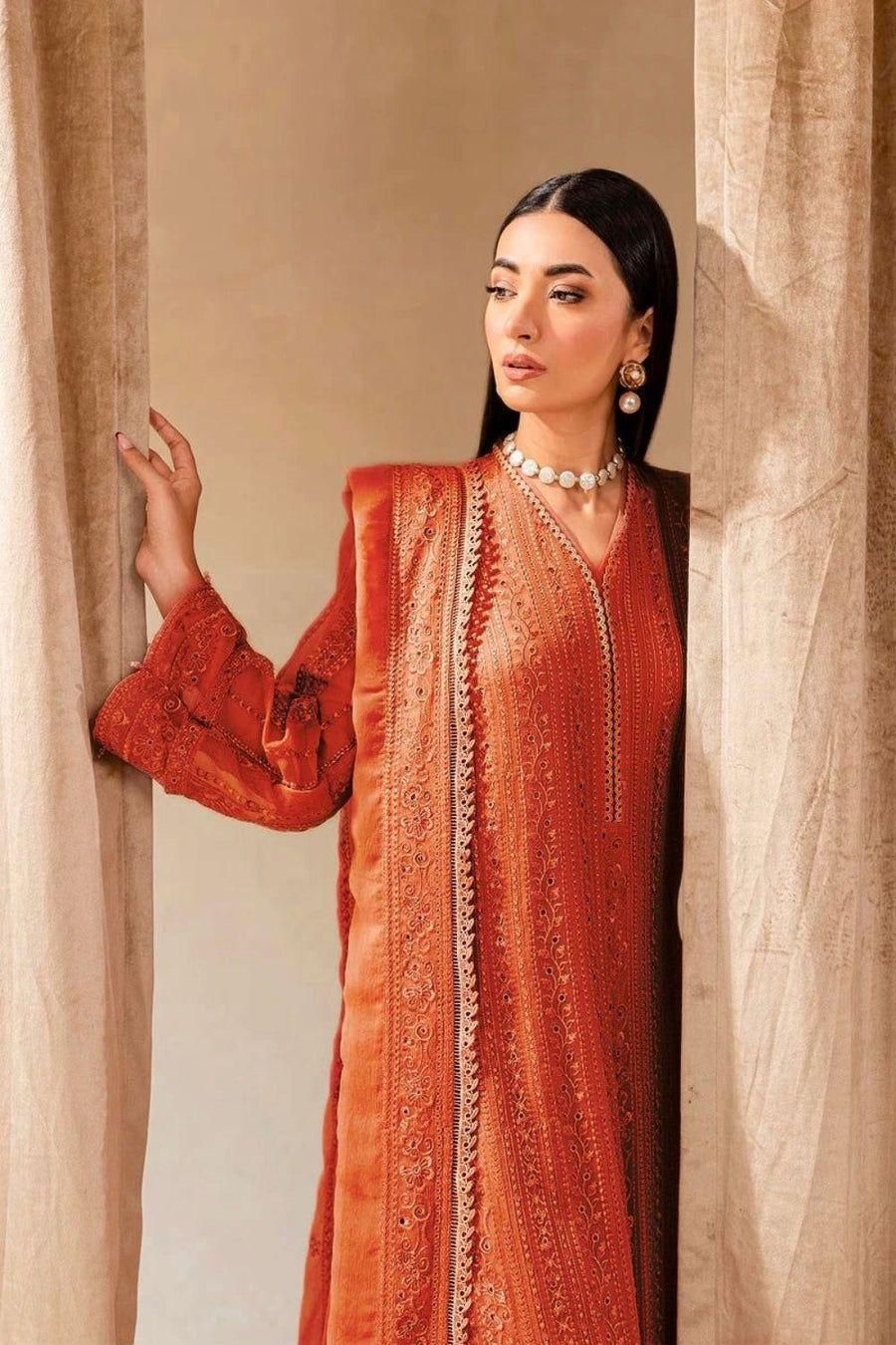 3pc Women's Unstitched Dhanak Embroidered Suit