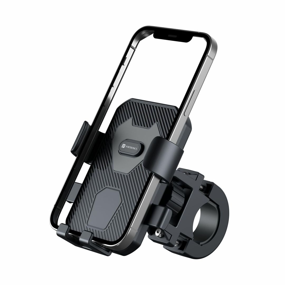 Portronics Mobike 4 Bike Phone Mount with 360° Rotational, Strong Hold for Bicycle, Motorcycle Compatible with 4.7 to 6.8 inch Devices(Black)