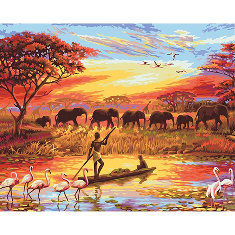 Elephants At Sunset