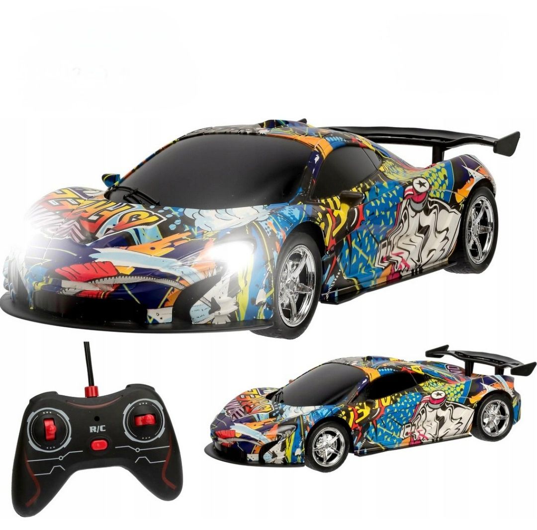 Racing Grafiti Car - voiture télécommandée - phares à LED - contrôle 4 canaux (23CM)