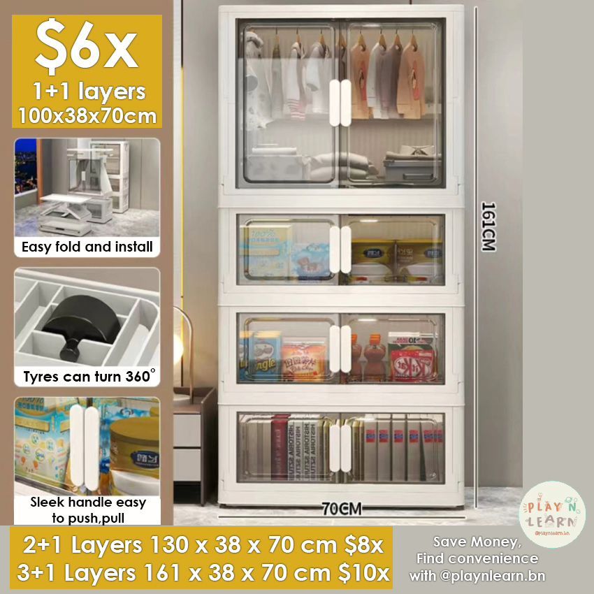 WARDROBE + STORAGE FOLDABLE CABINET (INSTOCK)