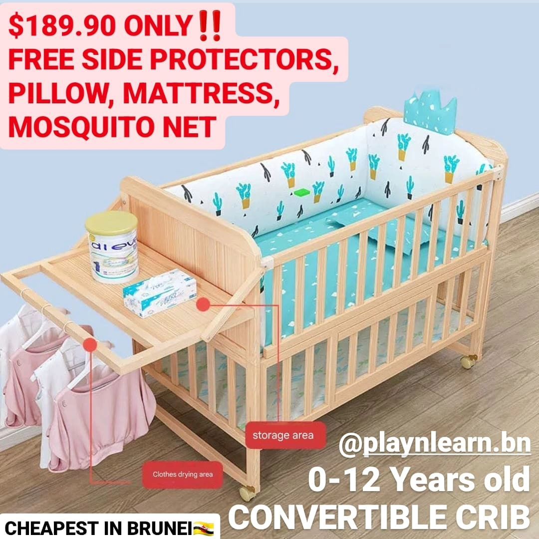 CONVERTIBLE NATURAL CRIB (INSTOCK)