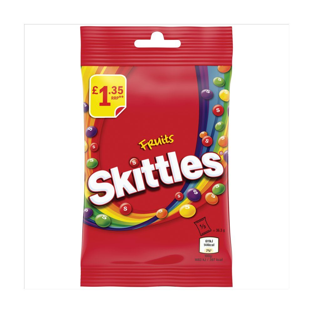 Skittles Vegan Chewy Sweets Fruit Flavoured Treat Bag 109g 