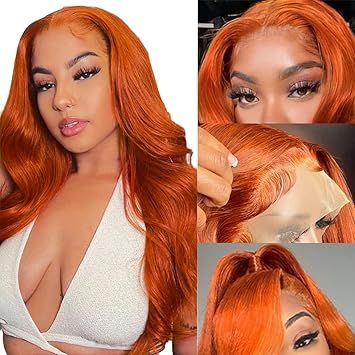 FTQZKEY Ginger Human Hair Lace Front Wigs 28 Inch Orange Ginger Lace Front Wigs Human Hair 13x4 Ginger Frontal Human Hair Wigs for Women Ginger 180 Density Hd Lace Front Wigs Human Hair