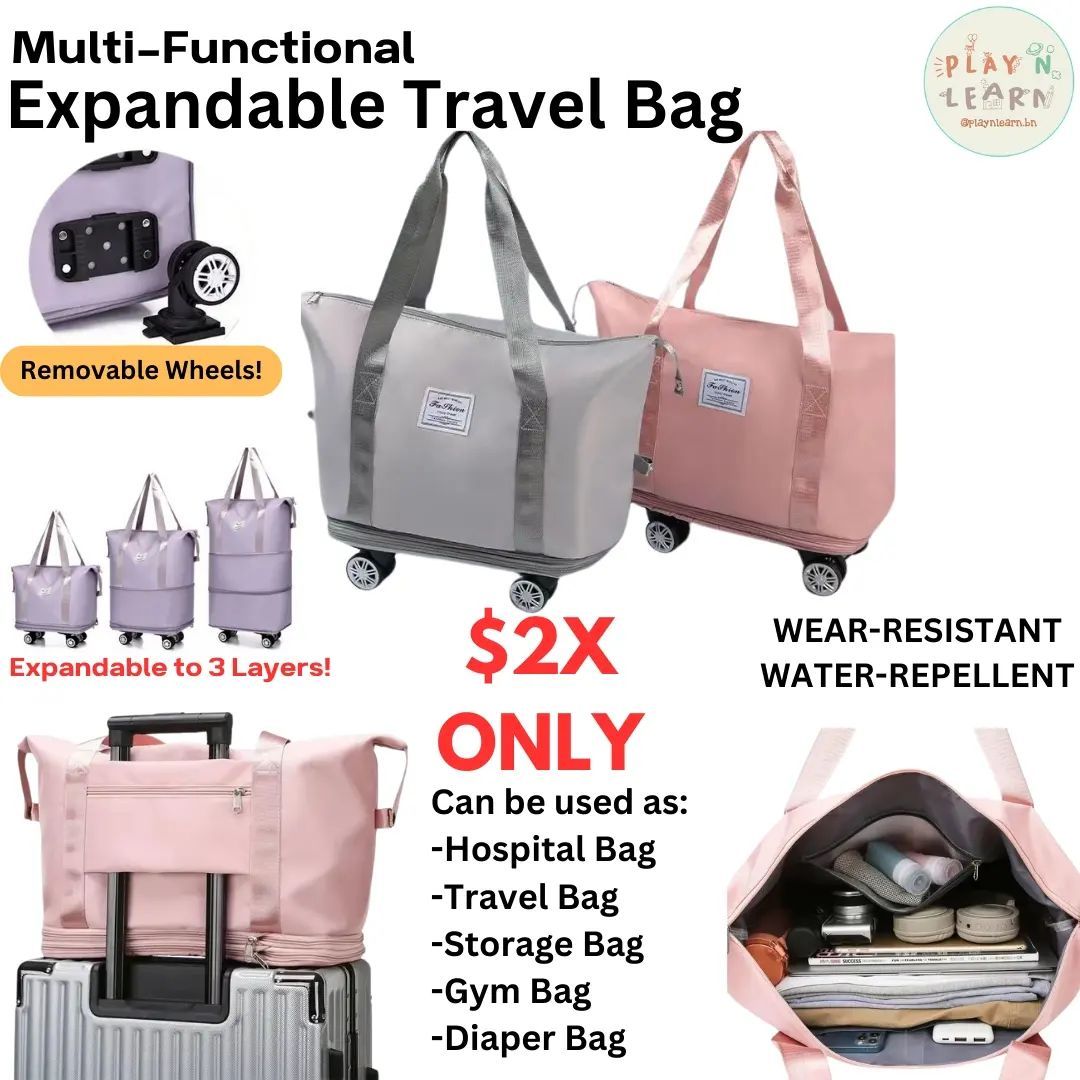 MULTI-FUNCTIONAL EXPANDABLE TRAVEL BAG WITH REMOVABLE WHEELS (INSTOCK)