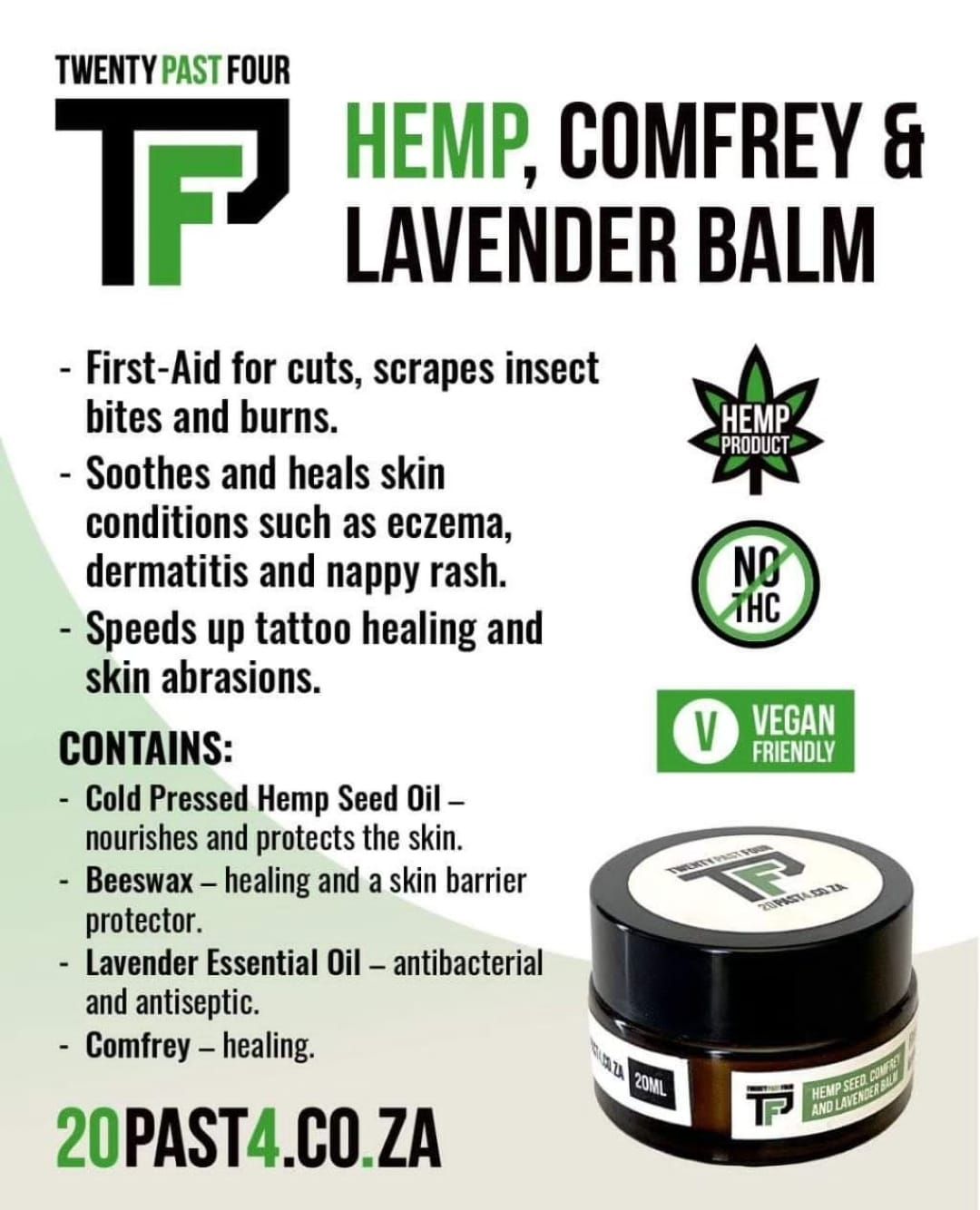 Hemp Comfrey and Lavender Balm 20ml