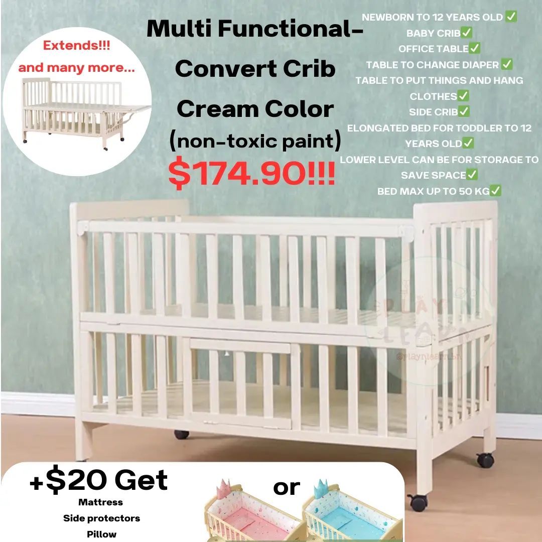 MULTI-FUNCTIONAL CONVERT CRIB (INSTOCK)