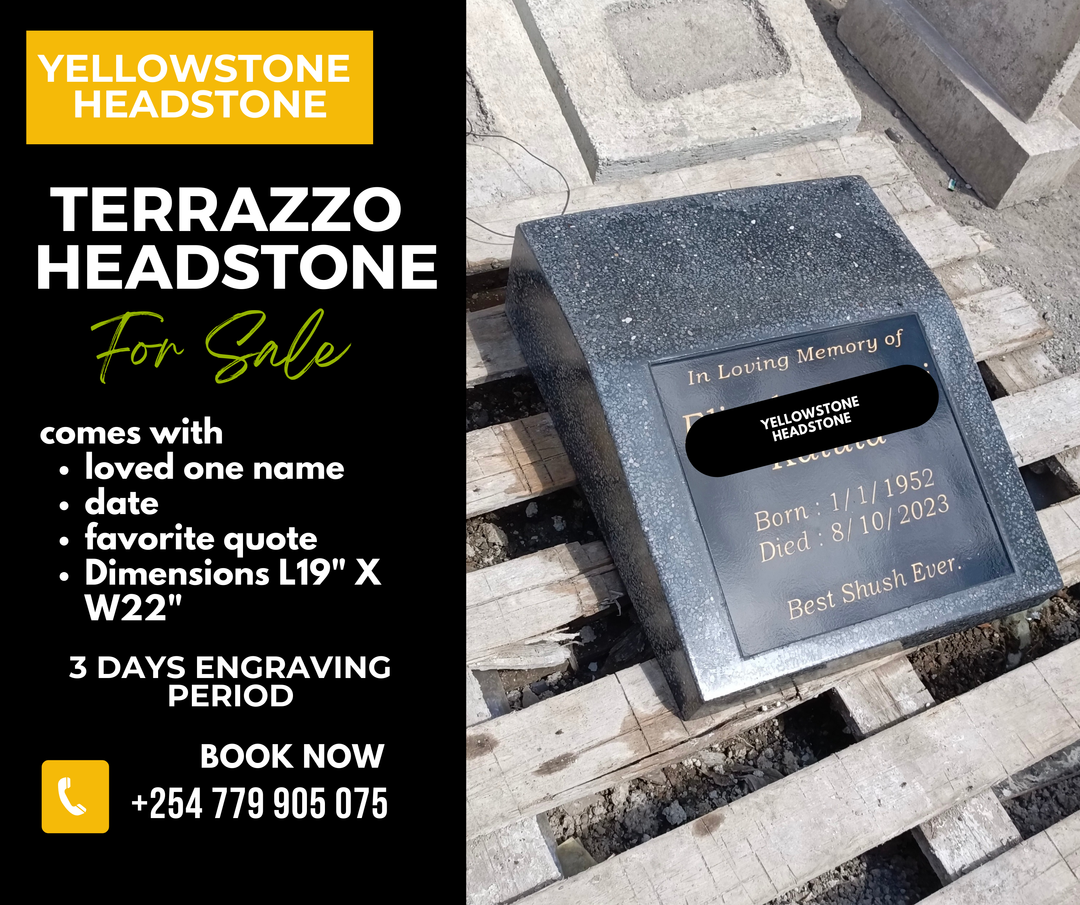 Black base terrazzo memorial grave headstone