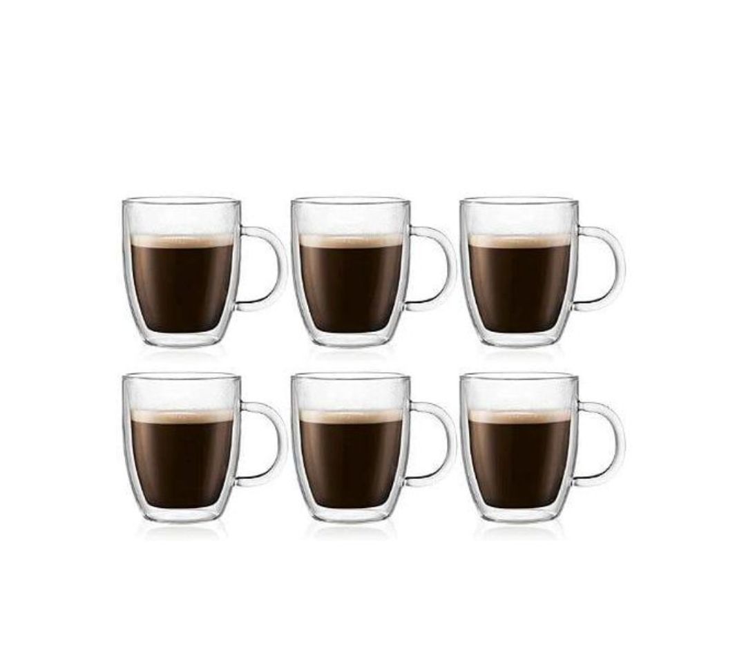 6PCS DOUBLE WALL COFFEE GLASSES 