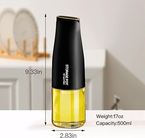  YARRAMATE Auto Flip Olive Oil Dispenser for Kitchen, 500ml /17oz Cooking Glass Oil and Vinegar Dispenser, Beautiful Oil...