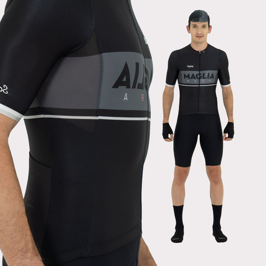 Camisa Ciclismo Manga Corta La Maglia Nera Para Hombre