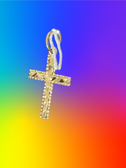 14k yellow gold cross pendant,0.40 gram