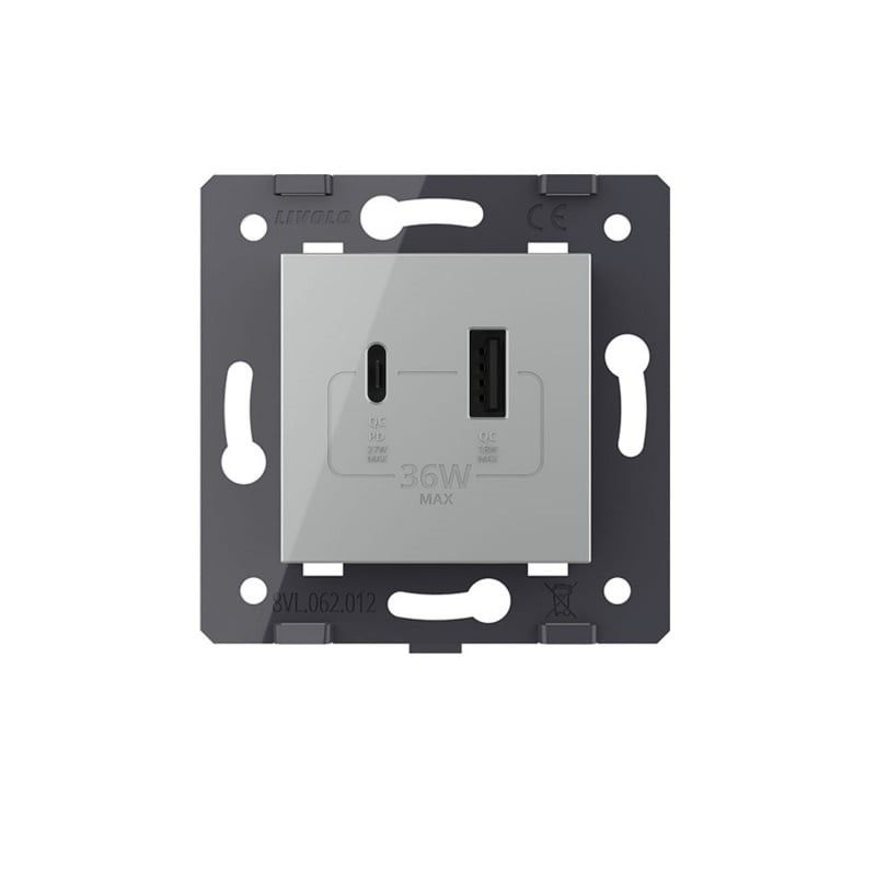 Mécanisme simple 36W USB A+B gris