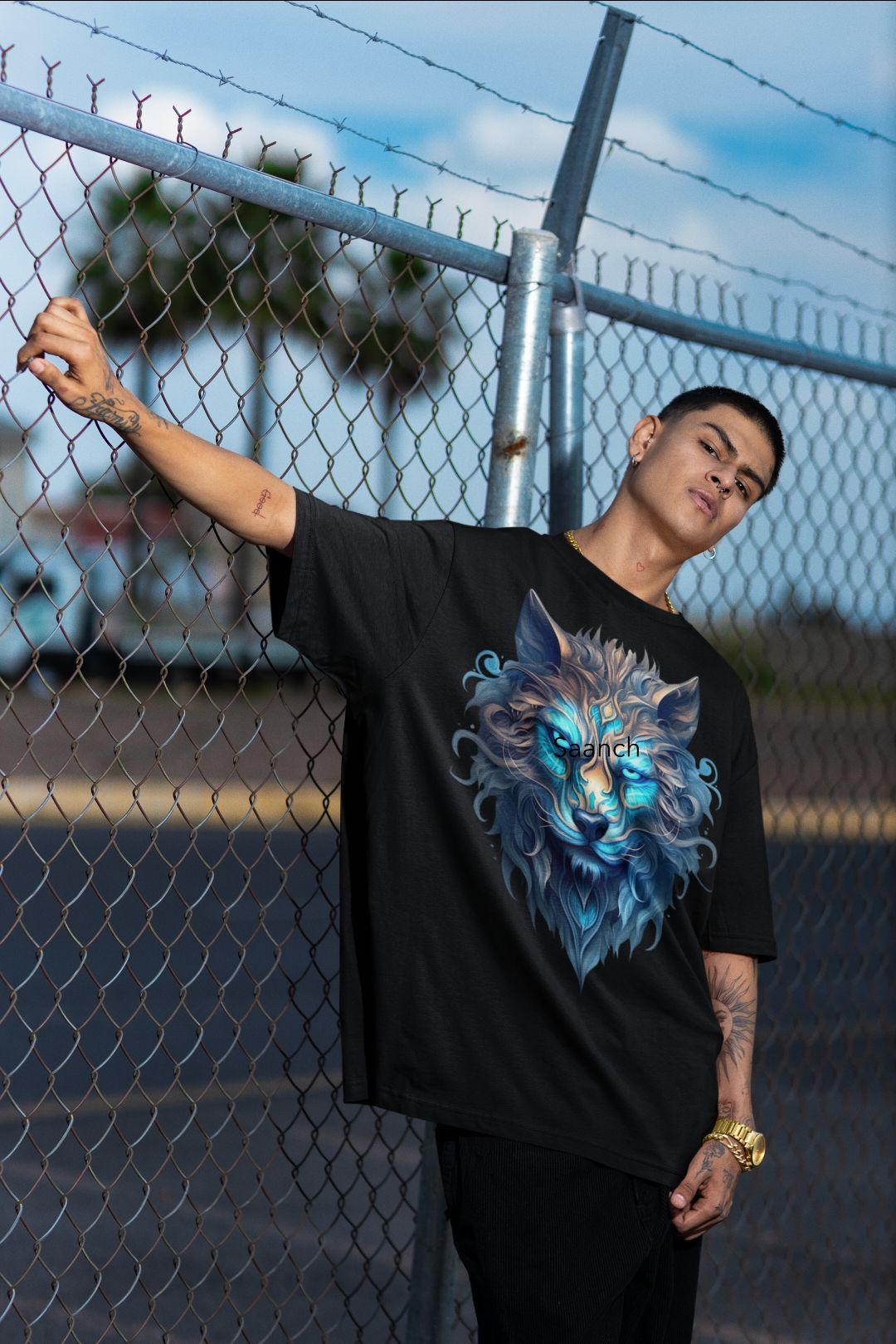 Men's Oversized T-shirt- Lion