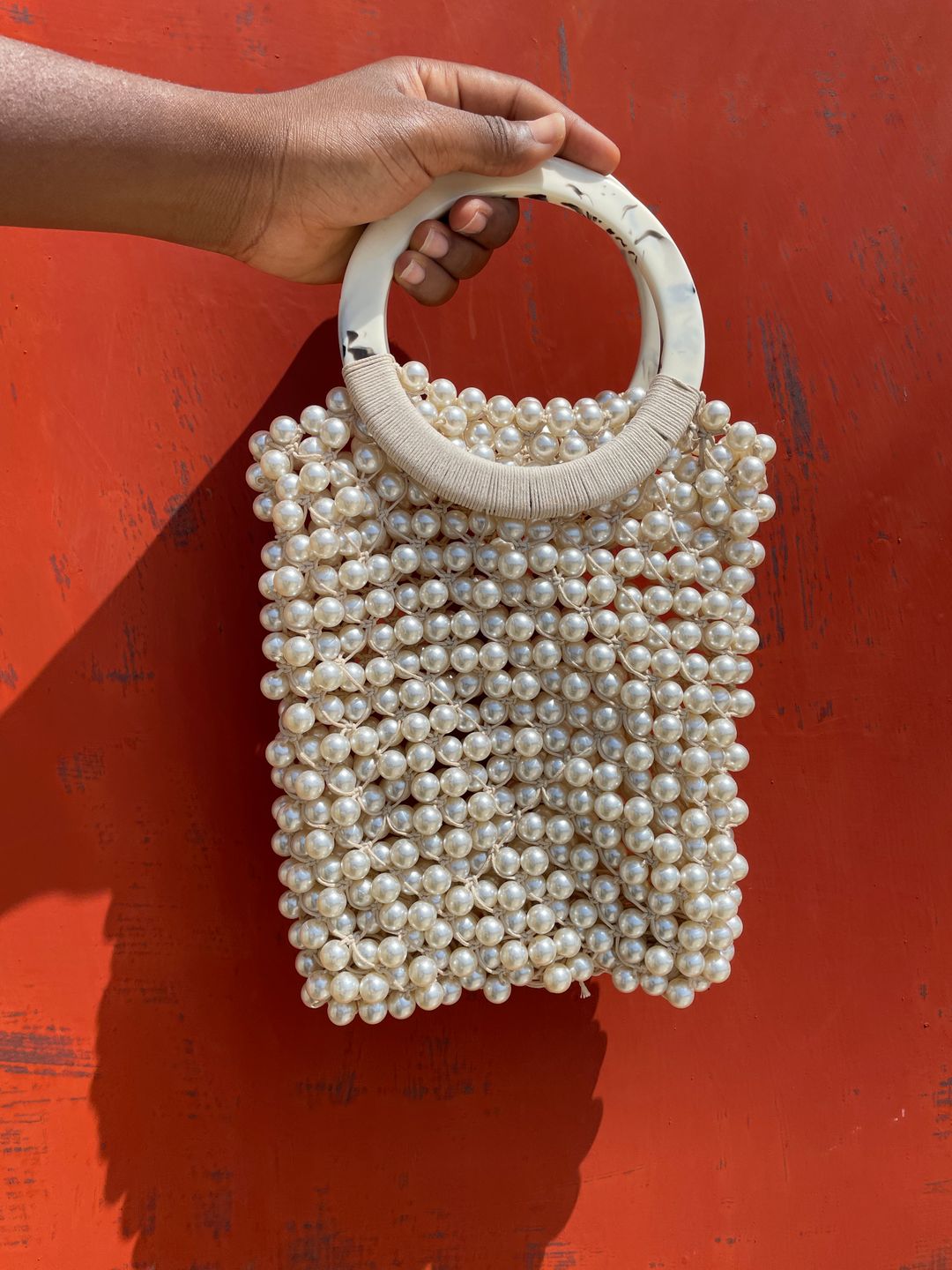 Beads White handbag 