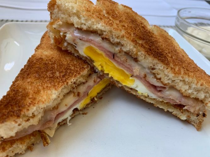 Ham, Egg and Cheese Sandwich with Sauce