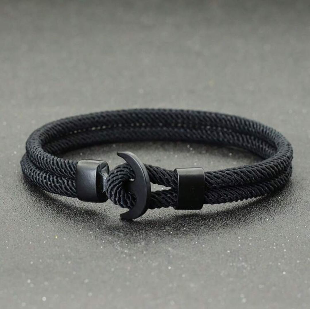 Bracelet Noir avec Sangle en Forme d'Encre de Bateau