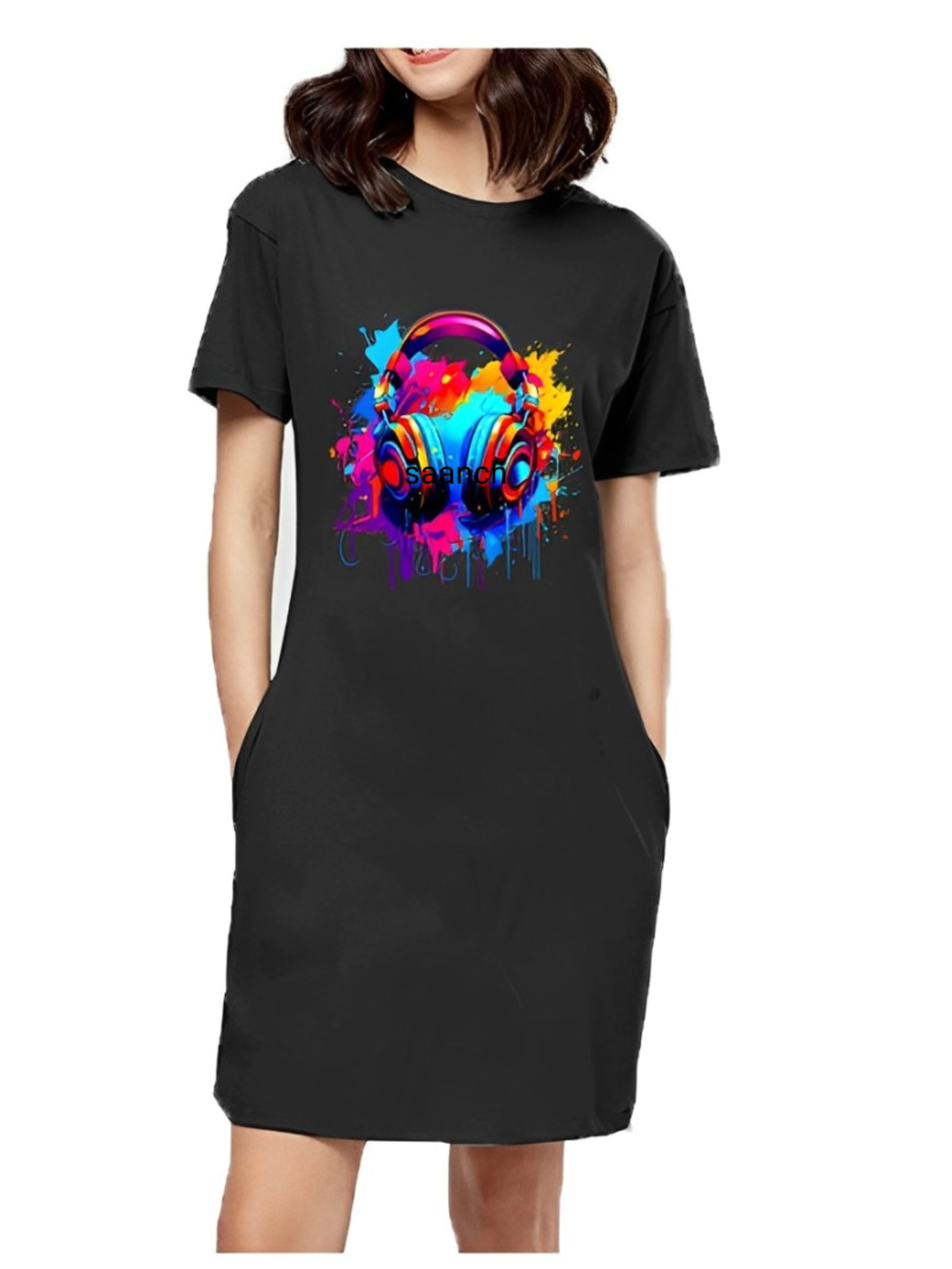 Women's Long T-shirt: Headphones 