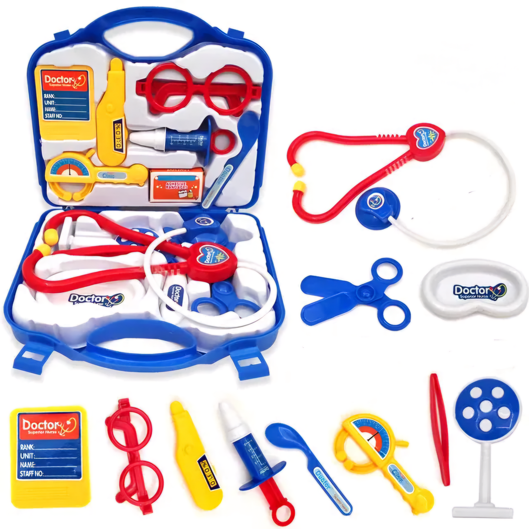 Ensemble de jeu de docteur haute technologie avec valise pliable, kit de jeu de jouets de docteur, ensemble de jouets d'accessoires médicaux compacts, ensembles de jeu de simulation, kit de docteur pour enfants, garçons, filles, enfants, multicolore