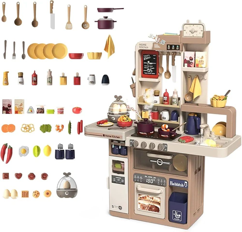 Jeu de Cuisine pour Enfants,74PCS Cuisines pour Enfants,simulateur de Cuisine avec lumière, Son et Vapeur,Jouets de Cuisine pour Enfants de Plus de 3 Ans,Jeu de Cuisine pour Enfants