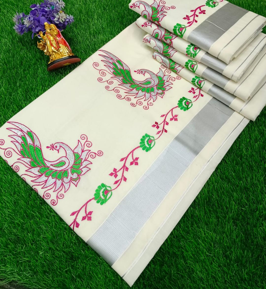 Kerala Embroidery Saree 