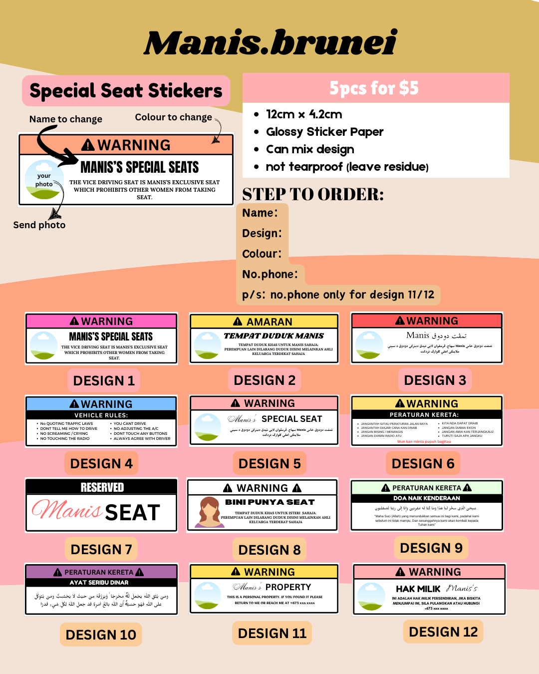 Special Seat Stickers (5Pcs)