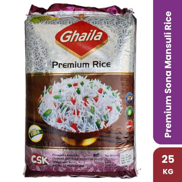 Ghaila Premium Sona Mansuli Rice, 25kg