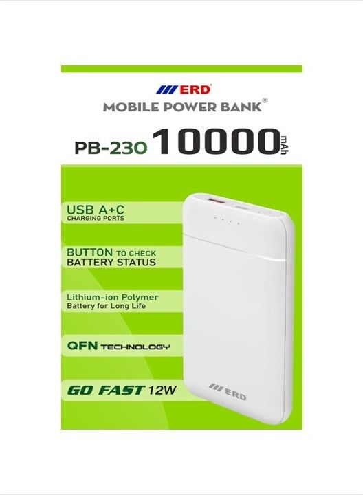 ERD PB-230 10000 mAh PowerBank With USB A & C Charging Ports