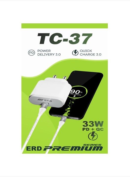 ERD TC-37 3Amp. (33W PD + QC Protocol) USB-C Super Fast Charger