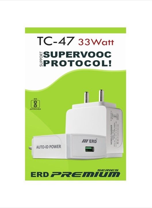 ERD TC-47 3Amp. 33W - VOOC Protocol USB-A Super Fast Charger