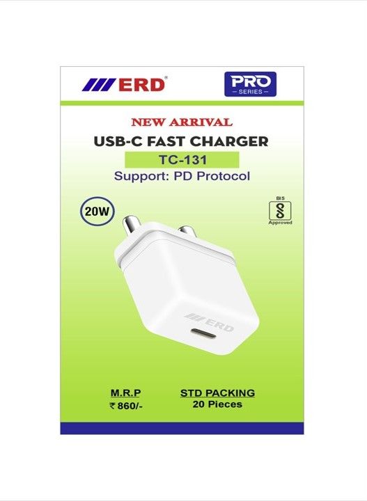 ERD Pro Series TC-131 20W Type-C Port Fast Charger (PD Charger Dock Only, White)