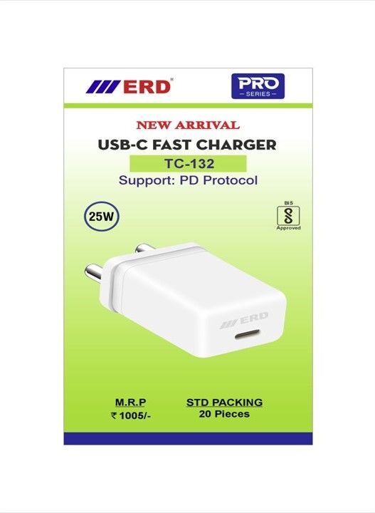 ERD Pro Series TC-132 25W Type-C Port Fast Charger (PD Charger Dock Only, White)