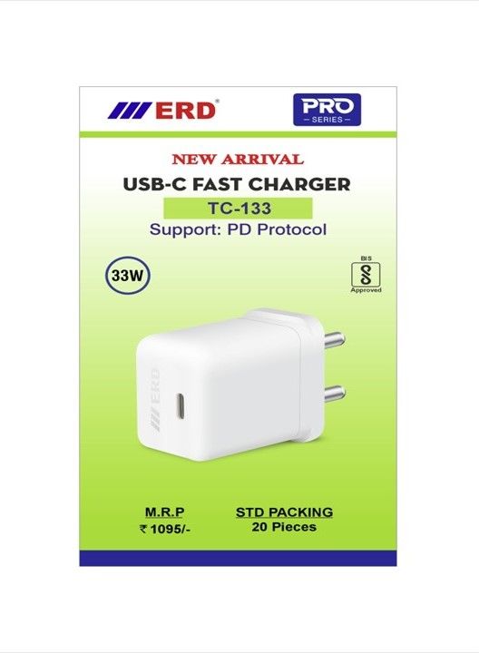 ERD Pro Series TC-133 33W Type-C Port Fast Charger (PD Charger Dock Only, White)