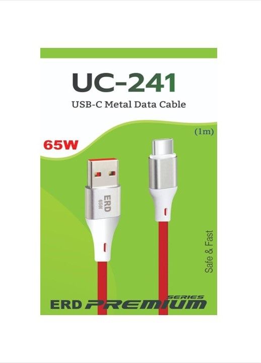 ERD UC-241 Metal Casing Type-C Data Cable, 65Watt (RED)