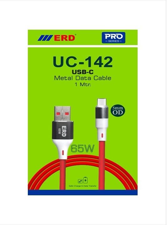 ERD Pro Series UC-142 Type C Metal Cable (Red, 1 Meter, 65W)