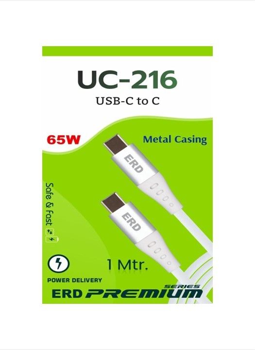 ERD UC-216 Type-C to C Metal Casing Cable 65W, 1 Meter