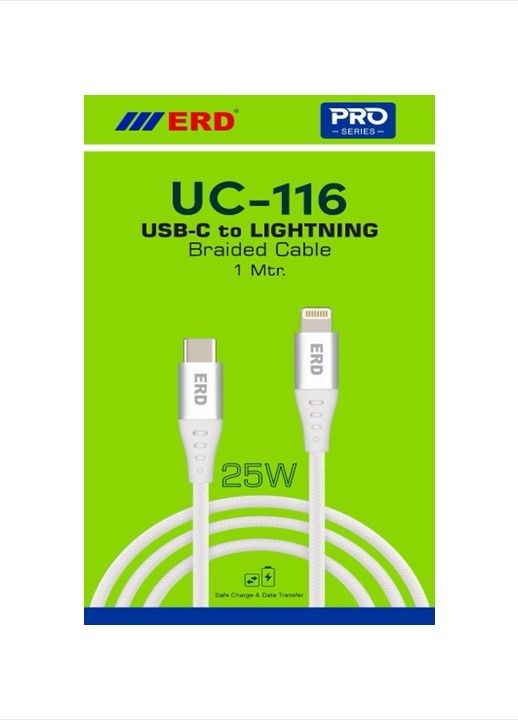 ERD Pro Series UC-116 Type-C to Lightning Braided Cable (25W 1Meter White)