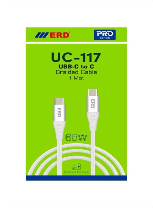 ERD Pro Series UC-117 Type-C to C Braided Cable (65W 1Meter White)