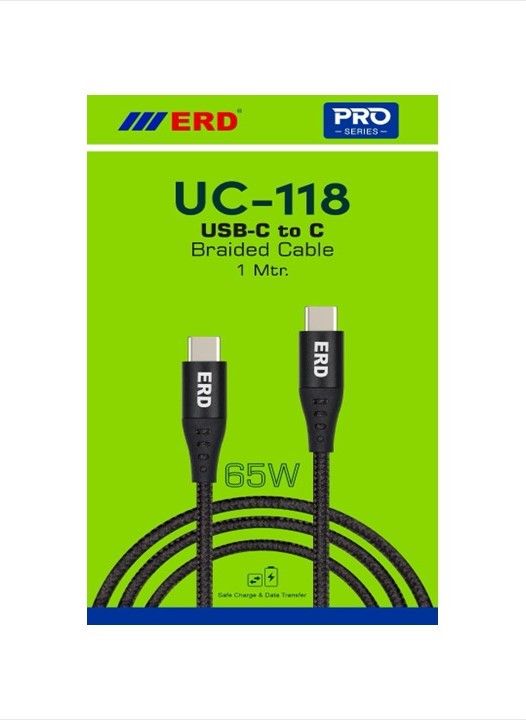 ERD Pro Series UC-118 65W Type-C to C Braided Cable (Metal Casing) 1 Meter